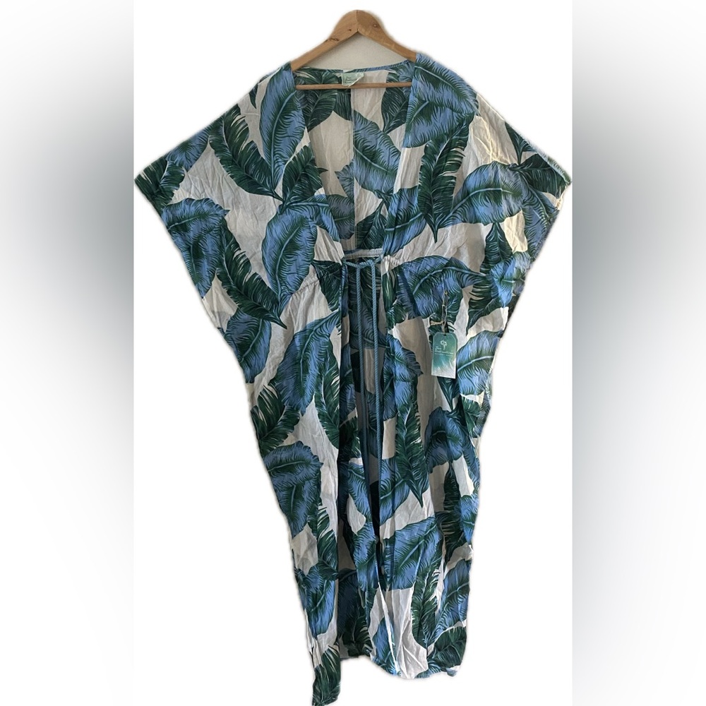 Tropical Leaf Print Swim Cover-Up - Picture 2 of 14